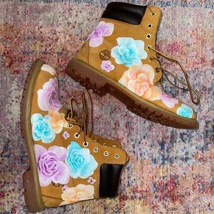 Timberland Boots with Custom Floral